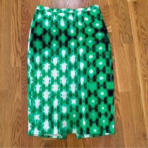 Tracy Reese Green Silk Pattern Pencil Skirt — Size 8